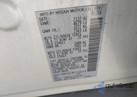 2016 Nissan Rogue Sl z USA, uszkodzony, nr VIN 5N1AT2MVXGC855631